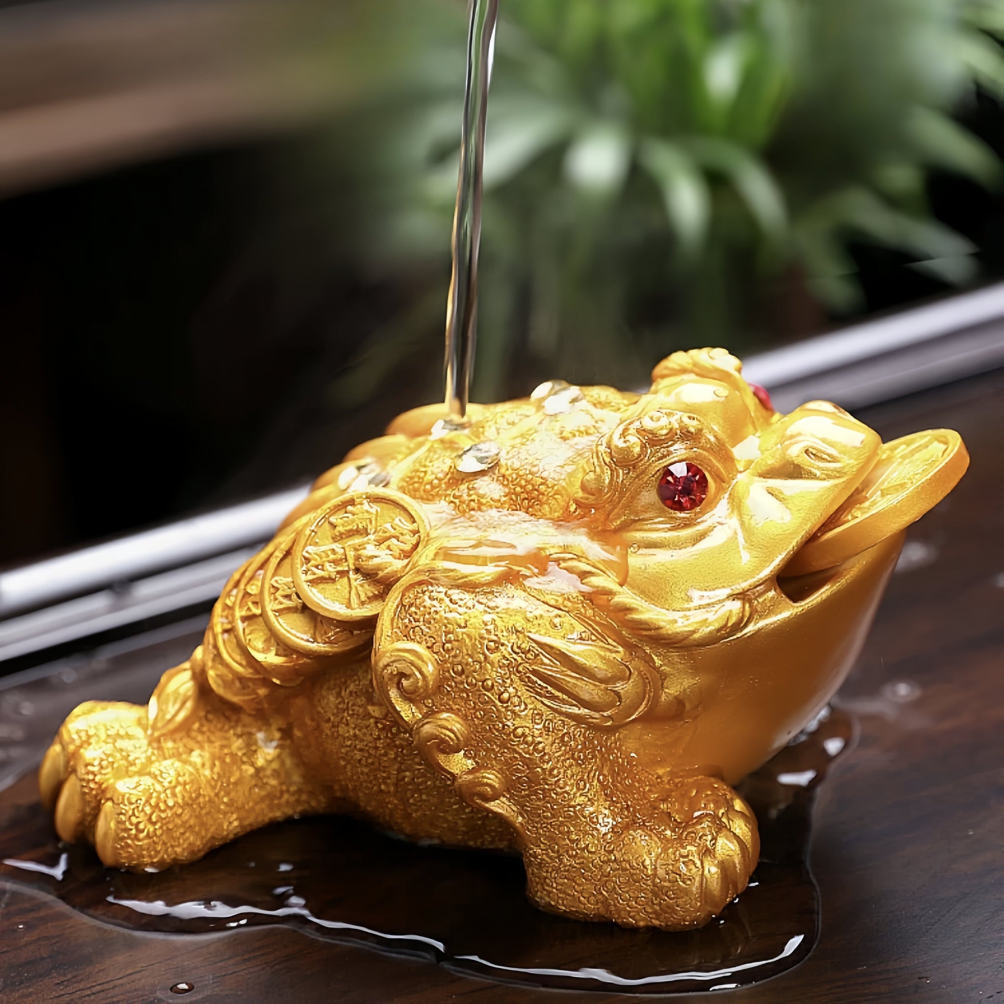 Golden Toad Color Changing Tea Pet Decoration,Zen Tea Ceremony Tea Set