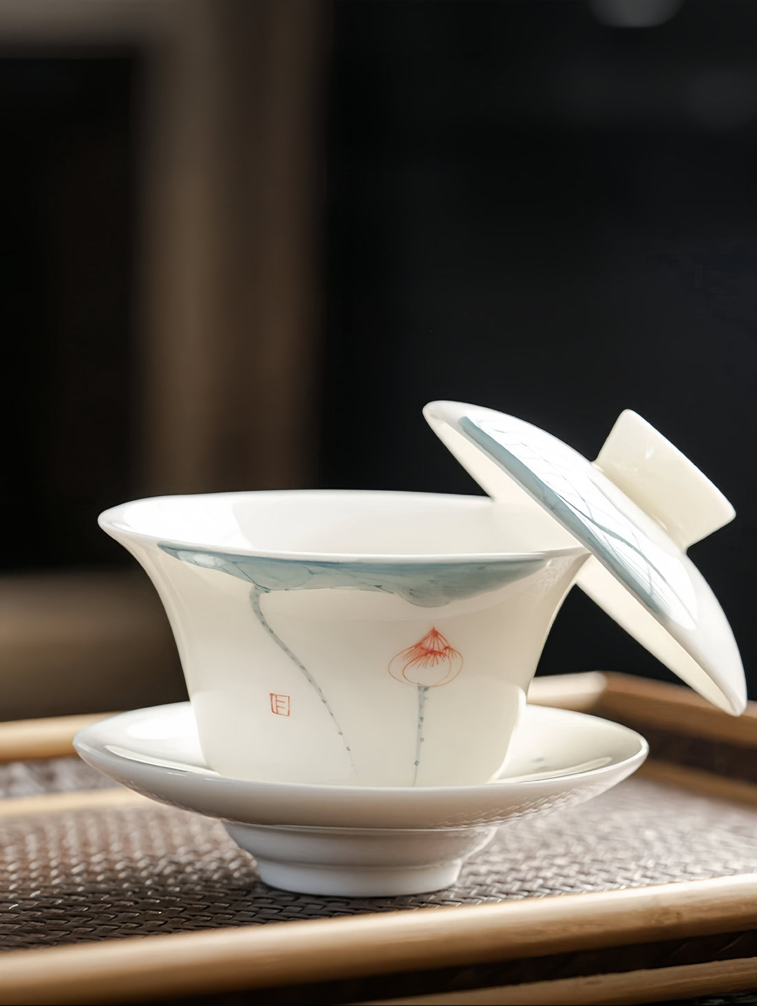 Ceramic Teacup, Chinese Traditional Gaiwan,Kung Fu Teacup 175 ml Gaiwan Ceramic Tea Cup Set