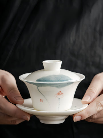 Ceramic Teacup, Chinese Traditional Gaiwan,Kung Fu Teacup 175 ml Gaiwan Ceramic Tea Cup Set